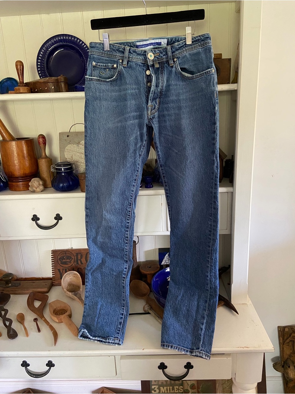 Jacob Cohan Men's Blue Straight-Leg Jeans